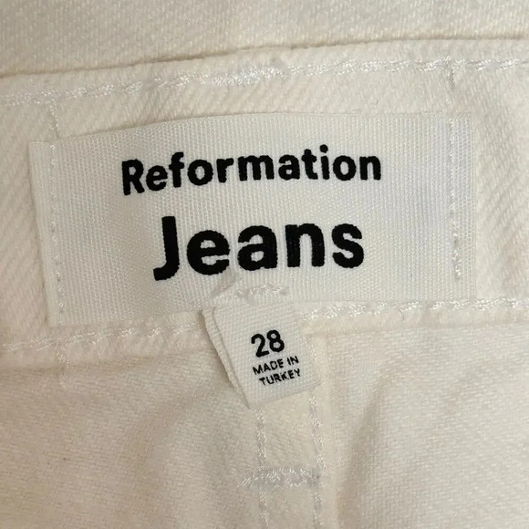 Reformation Cynthia High Rose Straight Leg Jeans Button Up Cream Boho Women's 28 - Picture 6 of 12